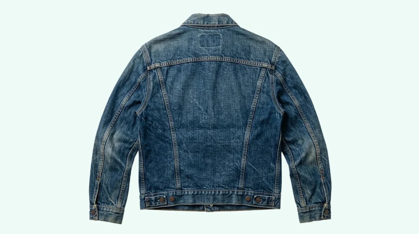 Back view of a 1970s Levi's Type III denim jacket
