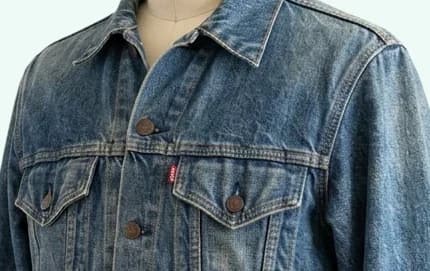Detail shot of a 1970s Levi's Type III denim jacket label