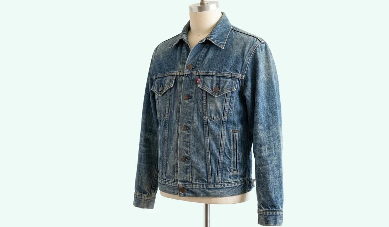 Front view of a 1970s Levi's Type III denim jacket