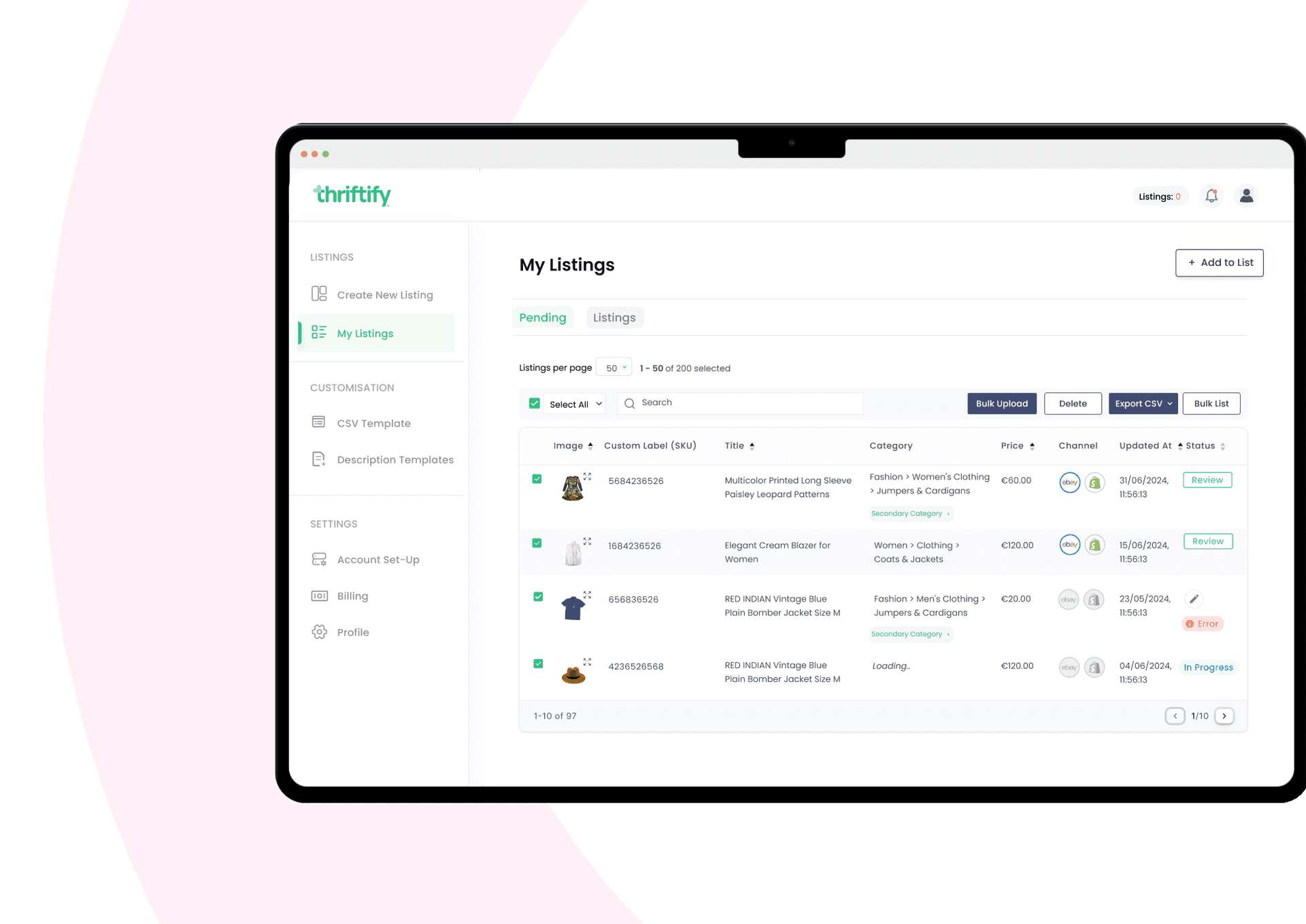 Thriftify platform screenshot