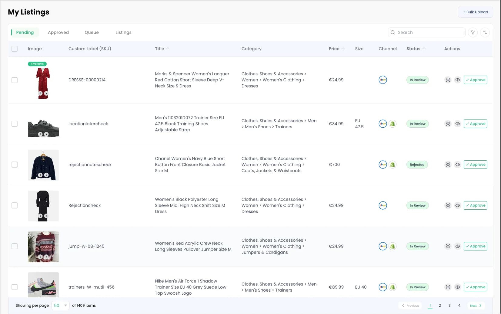 SKU dashboard showing inventory state across channels in real time
